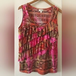 Dress Barn Scoop Neck Ruffle Blouse Size XL